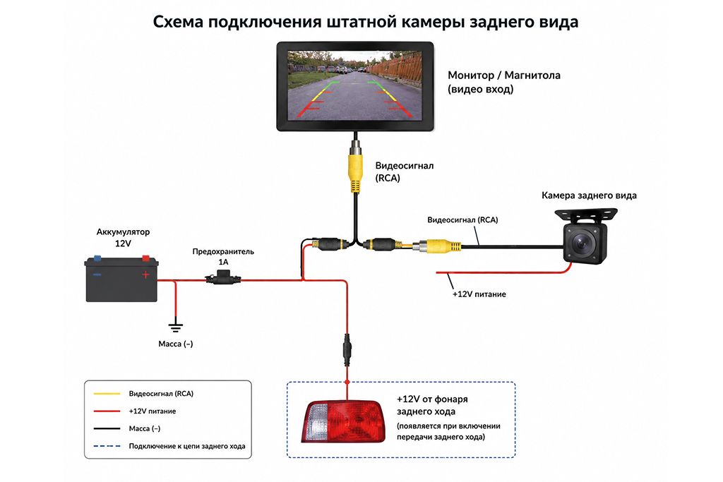 схема подключения камеры заднего вида